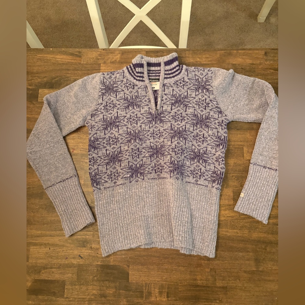 Columbia Purple Patterned Women's Turtleneck Sweater